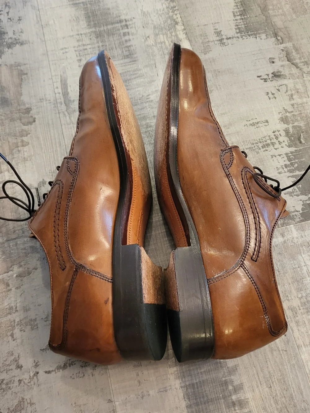 Johnston & Murphy Signature Series Leather Brown Apron Toe Shoes Oxford Size 9